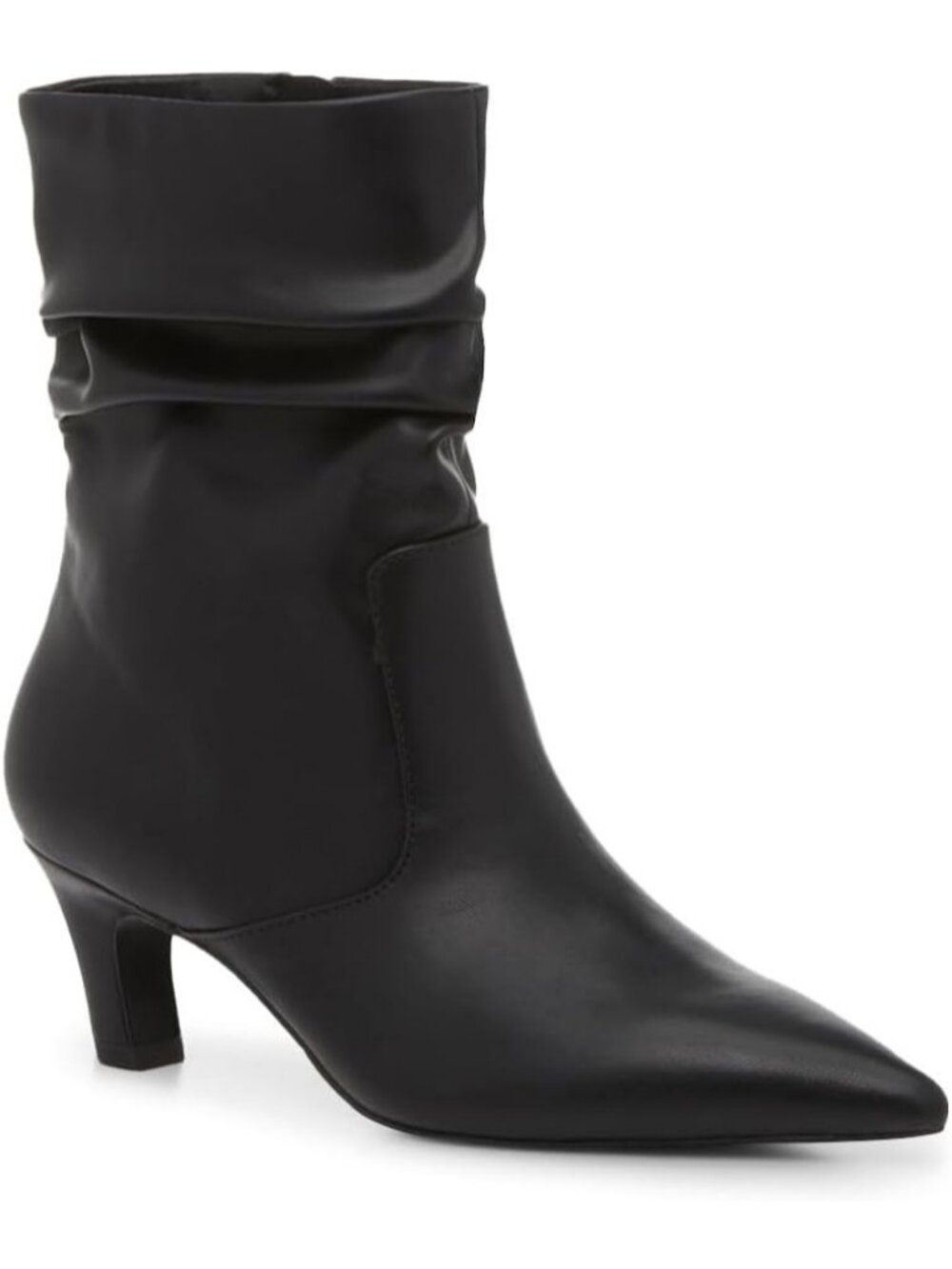 Women's Cool Black Slouchy Ankle Boots Low Kitten Heel Pointed Toe Booties Shoes